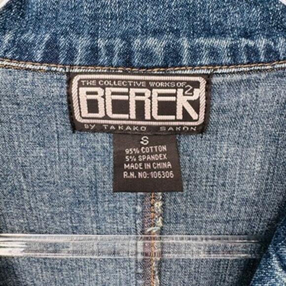 Vintage Berek 2 Takako Sakon Jean Jacket Womens Small Blue Lace Bead Trim Cotton - Picture 5 of 11